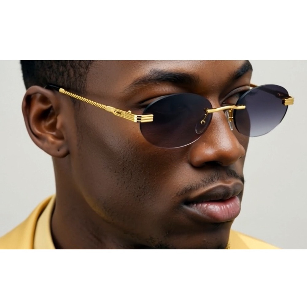 sunglasses Retro vintage UV400 Protection Frameless Black Gradient Small‎ Lens
